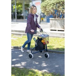 3 Rad Rollator Actimo Delta mit Drahtkorb und Stofftasche, faltbar