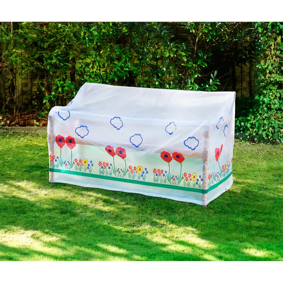 Abdeckhaube für Gartenbank Mohnblume