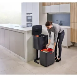 Abfalltrennungs- und Recyclingbehälter Totem Max Grau