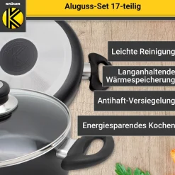 Aluguss-Topfset, 17-teilig schwarz