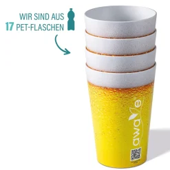 AWAVE Trinkbecher 500 ml rPET Set 4-teilig, mit Eichstrich