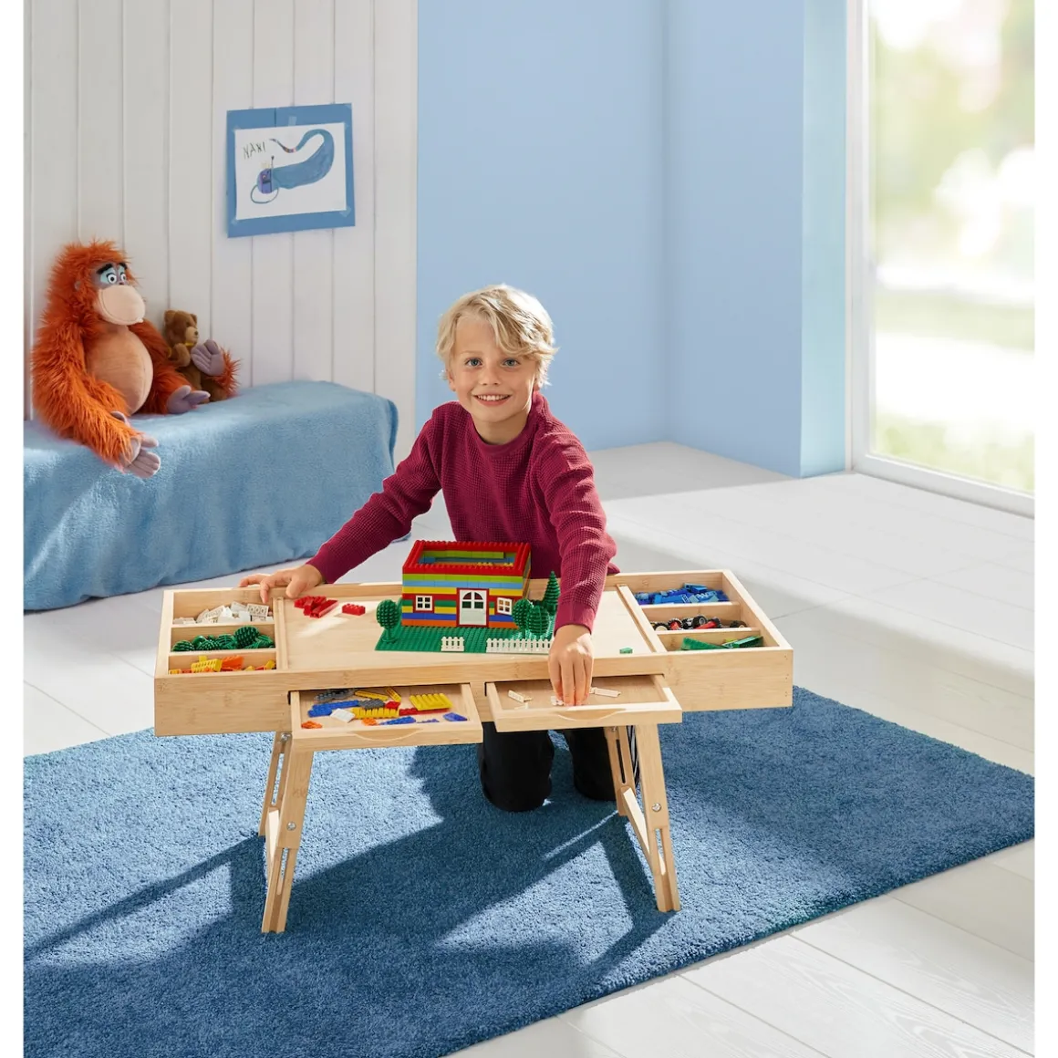 Bambus Spiel- und Puzzletisch "Magnet 4 in 1"