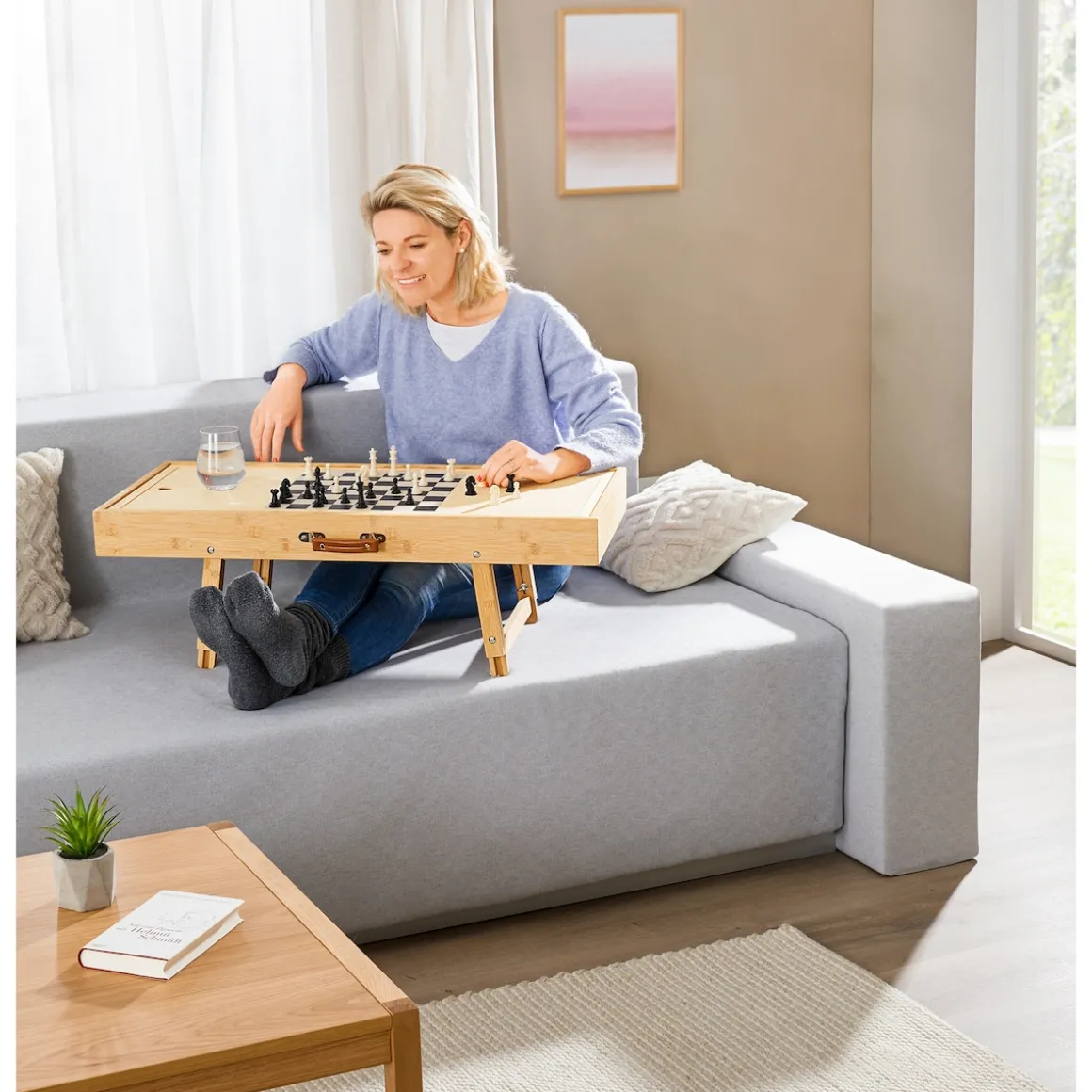 Bambus Spiel- und Puzzletisch "Magnet 4 in 1"