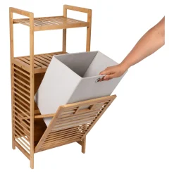 Bambus-Regal mit Wäschesammler