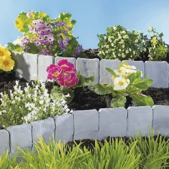 Beeteinfassung "Steine", 10 Stück grau