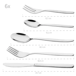 Besteck-Set, Edelstahl Serie 200 6x Menülöffel, 6x Menügabel, 6x Menümesser, 6x Kaffeelöffel, 6x Kuchengabel