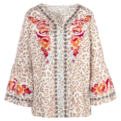 Bluse "Romantik" beige/weiß