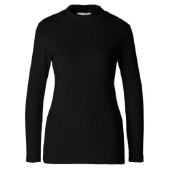 Damen-Pullover, gerippt schwarz