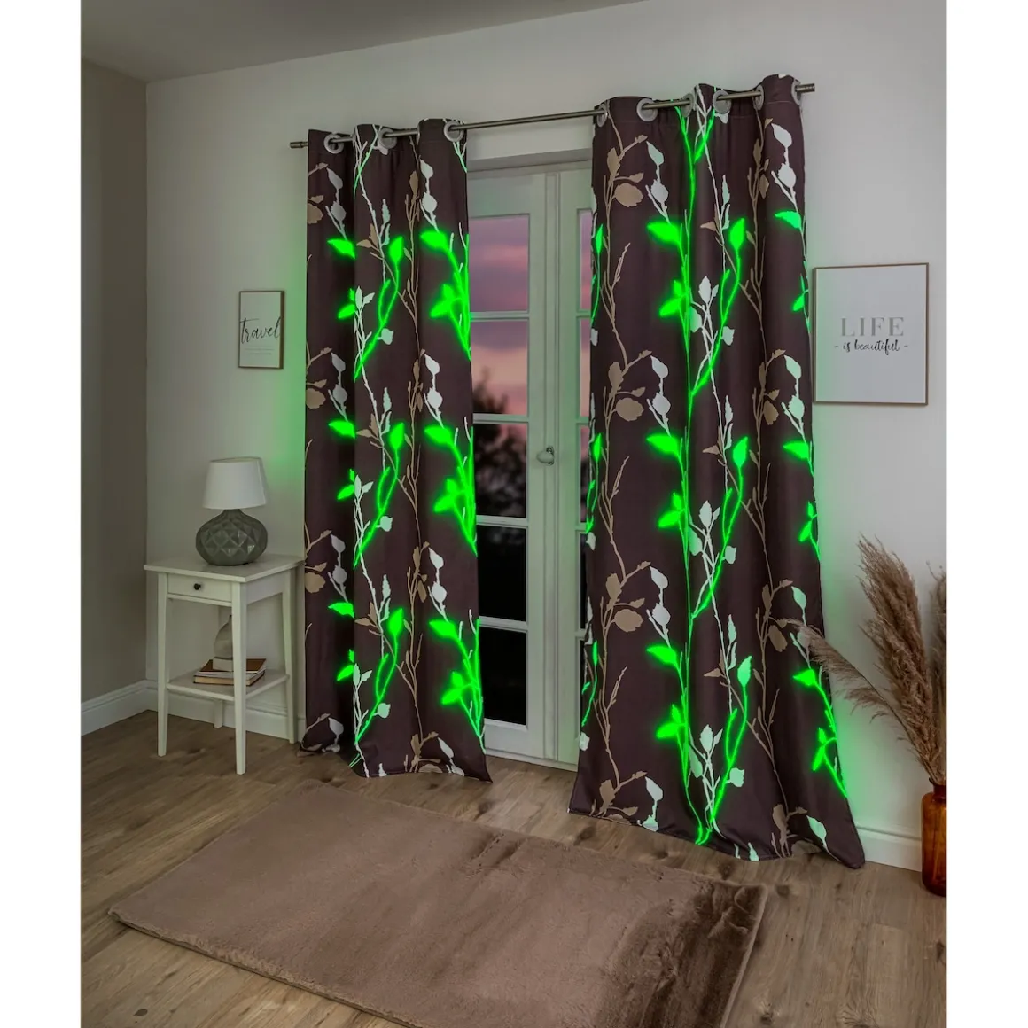 Dekoschal „Fleur“, nachtleuchtend, 2 Stück