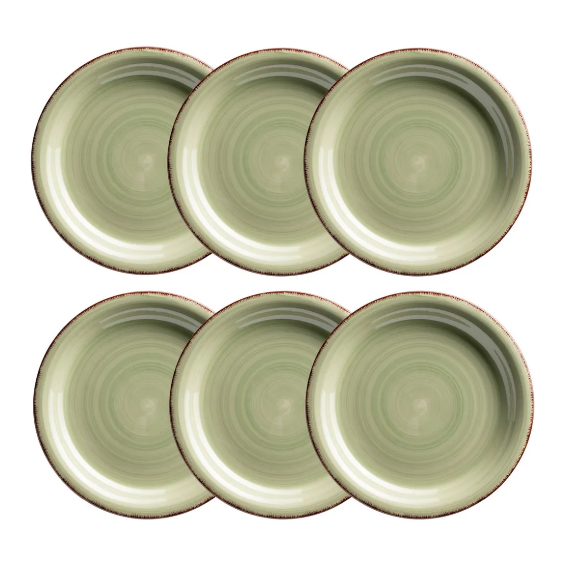 Dessertteller-Set, Steingut LUMACA Olivgrün