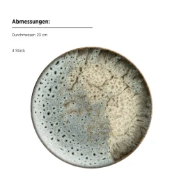 Dessertteller-Set, Steinzeug Carellia Grau