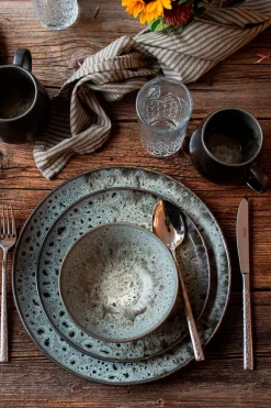 Dessertteller-Set, Steinzeug Carellia Grau