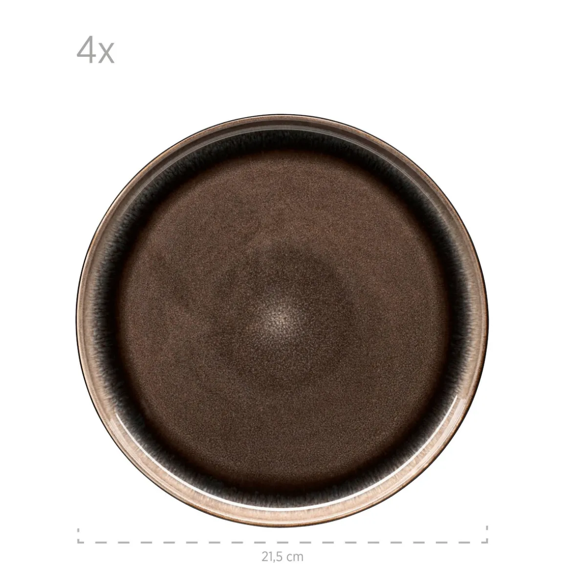 Dessertteller-Set, Steinzeug Niara Schwarz / Grau