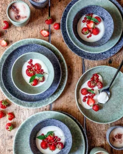 Dessertteller-Set, Steinzeug Moos'N'Stein Grün