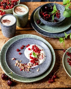 Dessertteller-Set, Steinzeug Moos'N'Stein Grün