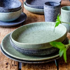 Dessertteller-Set, Steinzeug Moos'N'Stein Grün
