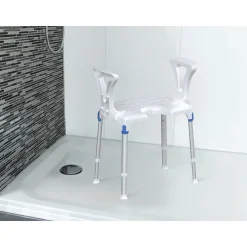 Duschhocker "laguna" mit Hygieneausschnitt & Armlehne