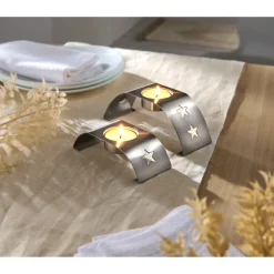 Edelstahl-Teelichthalter-Set, 2-teilig