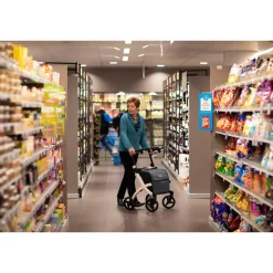 Einkaufsrollator Rollz Flex mit Sitz und Tasche, faltbar Pebble White