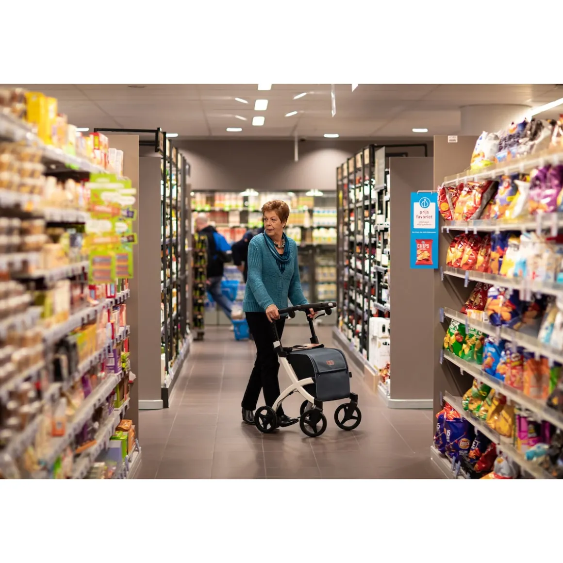 Einkaufsrollator Rollz Flex mit Sitz und Tasche, faltbar Pebble White