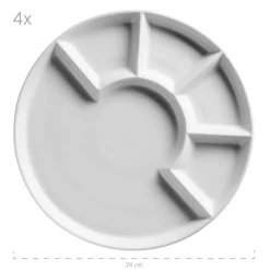 Fondueteller 24 cm, Porzellan 4 x Fondueteller