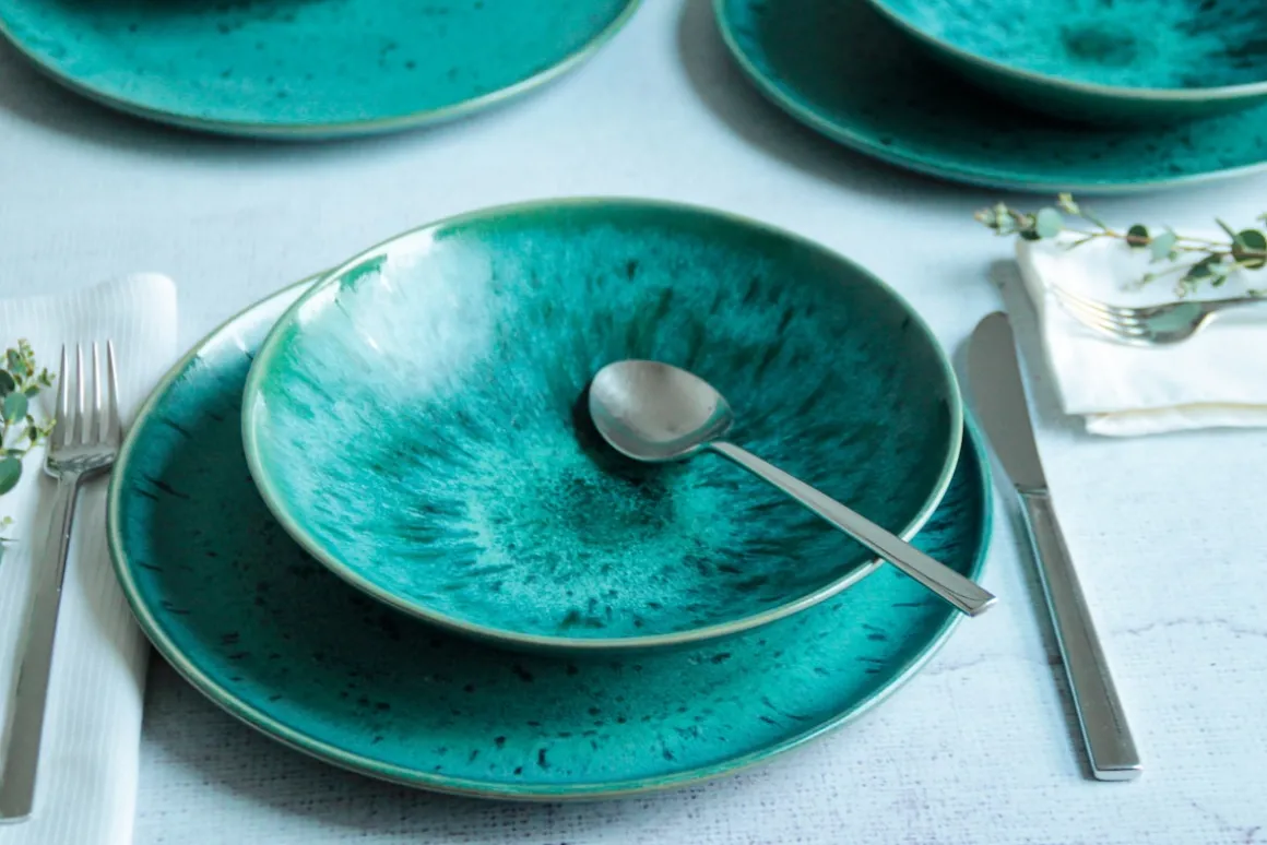 Frühstücks Set, Steinzeug Carellia Blau