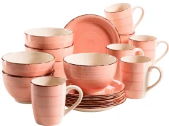 Frühstücksgeschirr, Steingut Lumaca Koralle