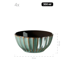 Frühstücksset, Steinzeug Confino Petrol