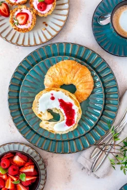 Frühstücksset, Steinzeug Confino Petrol