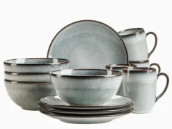 Frühstücksset, Steinzeug Smoky's Grün