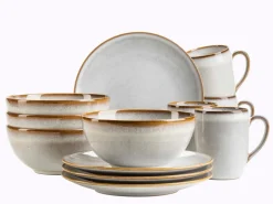 Frühstücksset, Steinzeug Smoky's Weiß