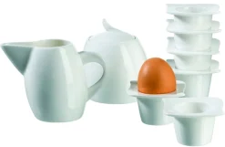 Frühstücks-Zubehör, Porzellan LA MUSICA 1 x Zuckerdose, 1 x Gießer, 6 x Eierbecher