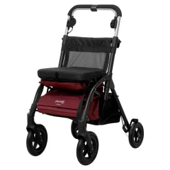 Gehwagen, Shopping Trolley R05 mit Tasche und Sitz dunkelrot