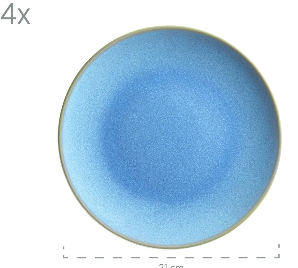 Geschirr-Set, Keramik Ossia Sand, Hellblau