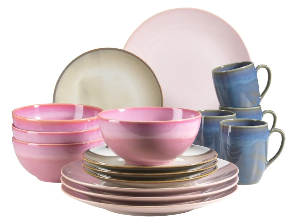 Geschirr-Set, Keramik Ossia Sand, Hellblau