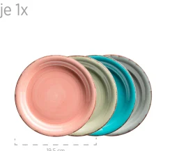 Geschirr-Set, Steingut Lumaca Koralle /Grau /Grün /Blau