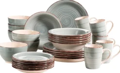 Geschirr-Set, Steingut Lumaca Rauchblau