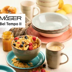 Geschirr-Set, Steingut Lumaca Rauchblau