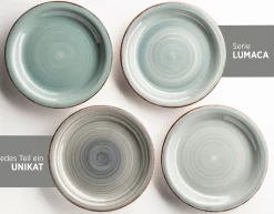 Geschirr-Set, Steingut Lumaca Rauchblau
