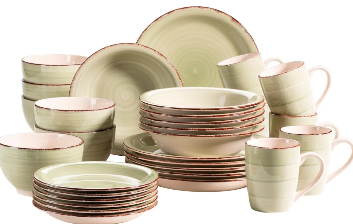 Geschirr-Set, Steingut Lumaca Olivgrün