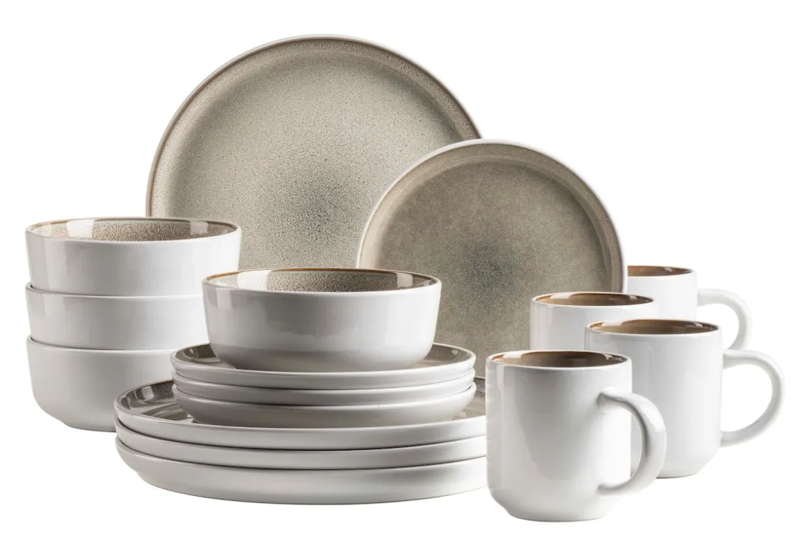 Geschirrset, Steinzeug Lunaria Braun