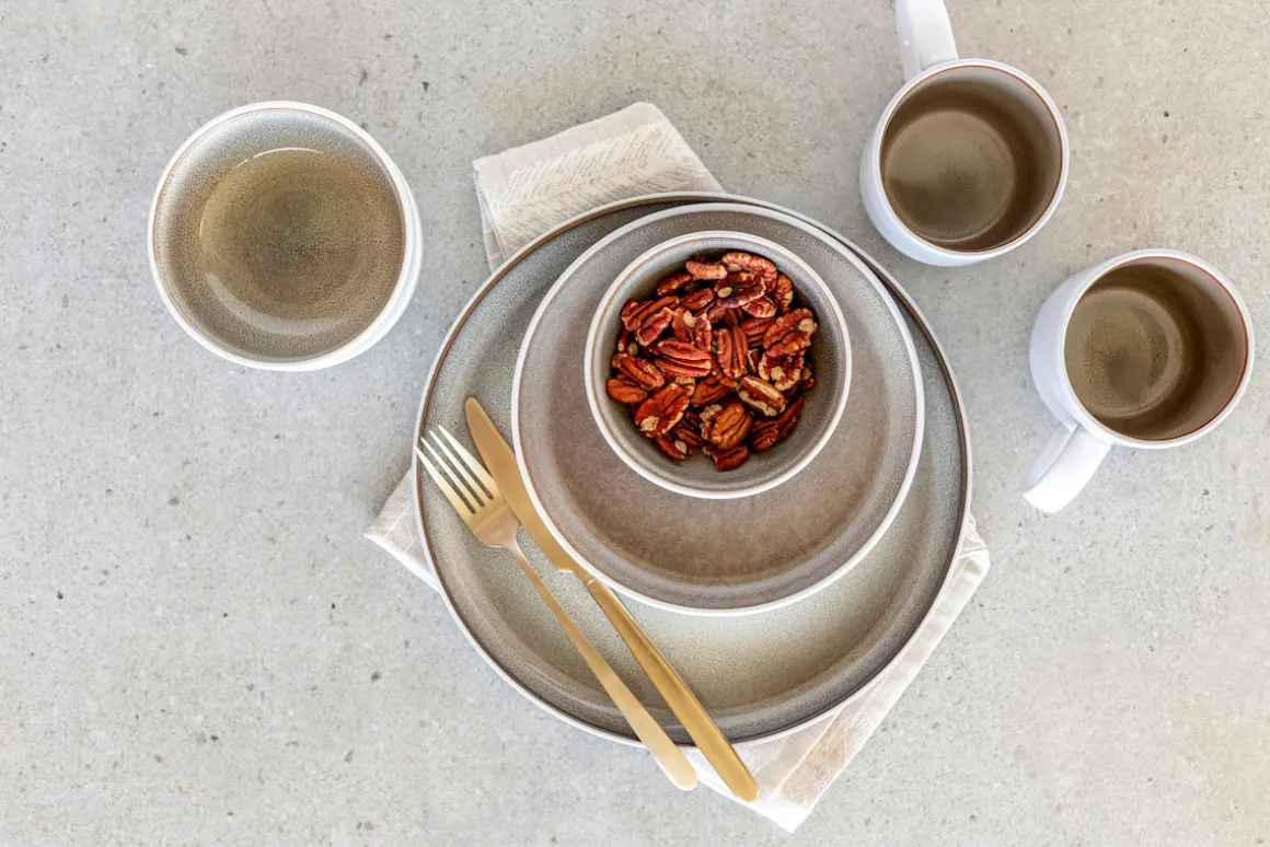 Geschirrset, Steinzeug Lunaria Braun