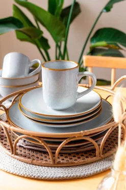 Geschirrset, Steinzeug Mabella 4 x Speisteller, 4 x Suppenteller, 4 x Dessertteller, 4 x Müslischüssel, 4 x Kaffeebecher