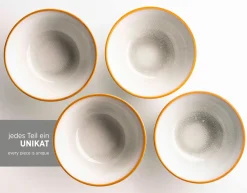 Geschirrset, Steinzeug Mabella 4 x Speisteller, 4 x Suppenteller, 4 x Dessertteller, 4 x Müslischüssel, 4 x Kaffeebecher