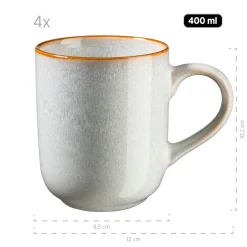 Geschirrset, Steinzeug Mabella 4 x Speisteller, 4 x Suppenteller, 4 x Dessertteller, 4 x Müslischüssel, 4 x Kaffeebecher