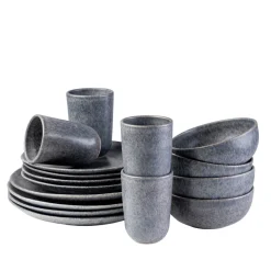 Geschirr-Set, Steinzeug Moos'N'Stein Grau