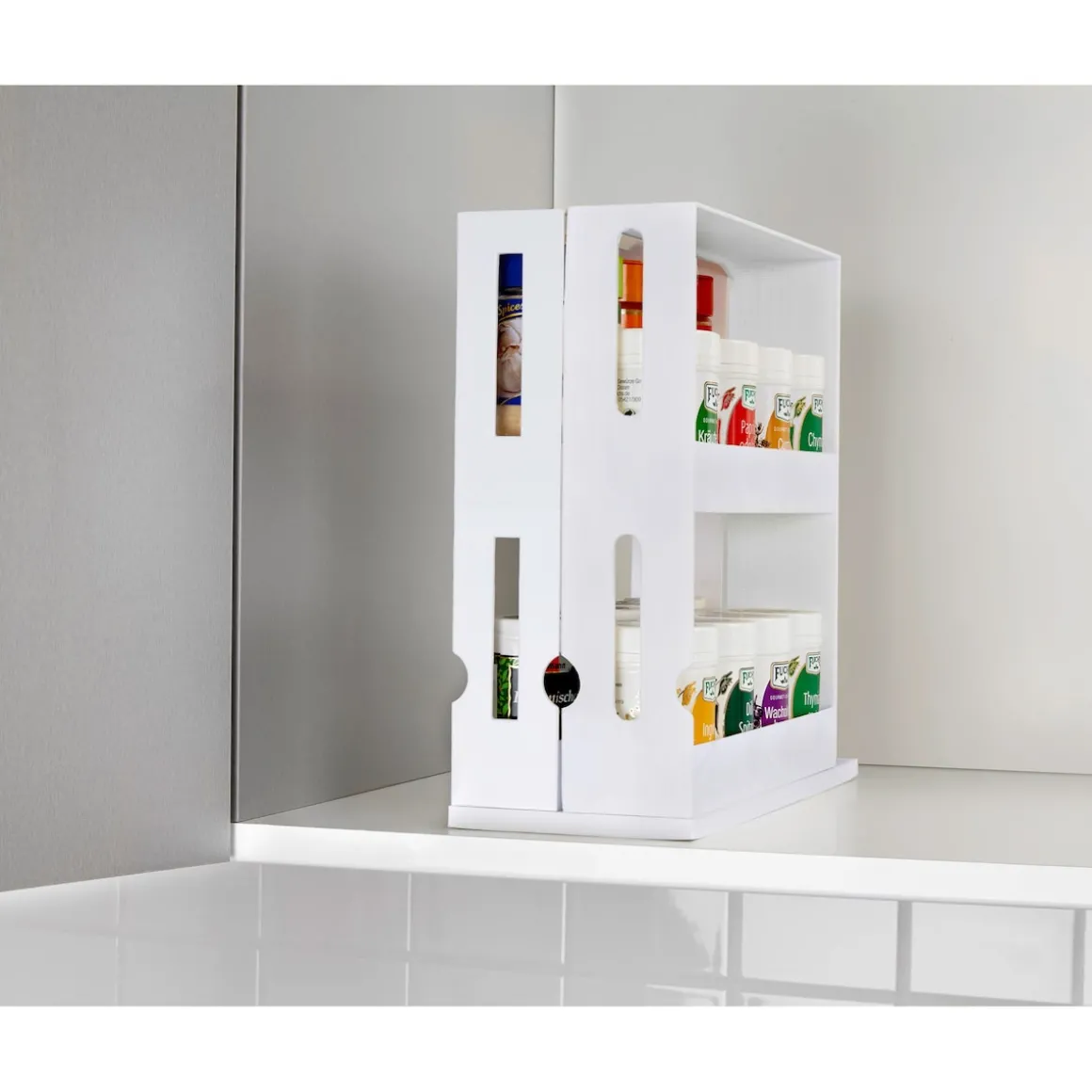 Gewürzregal ausziehbar weiß