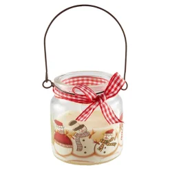 Glas-Kerze "Schneemannfreunde"