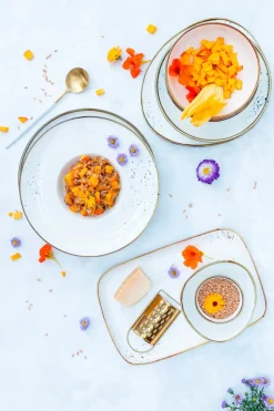 Gourmetteller Set, Porzellan Pintar Beige / Braun