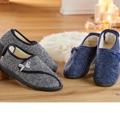 Hausschuh "Doppelklett" grau